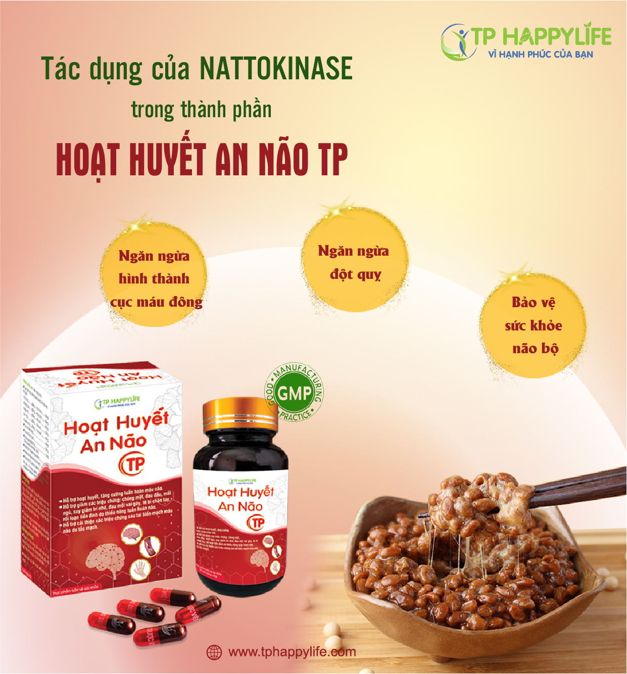 Tác dụng của Nattokinase trong thành phần Hoạt Huyết An Não TP