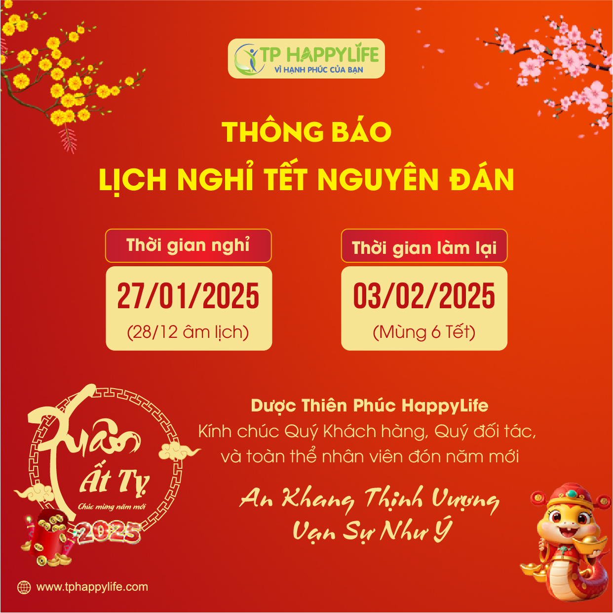 Lịch nghỉ tết nguyên đán ất tỵ 2025