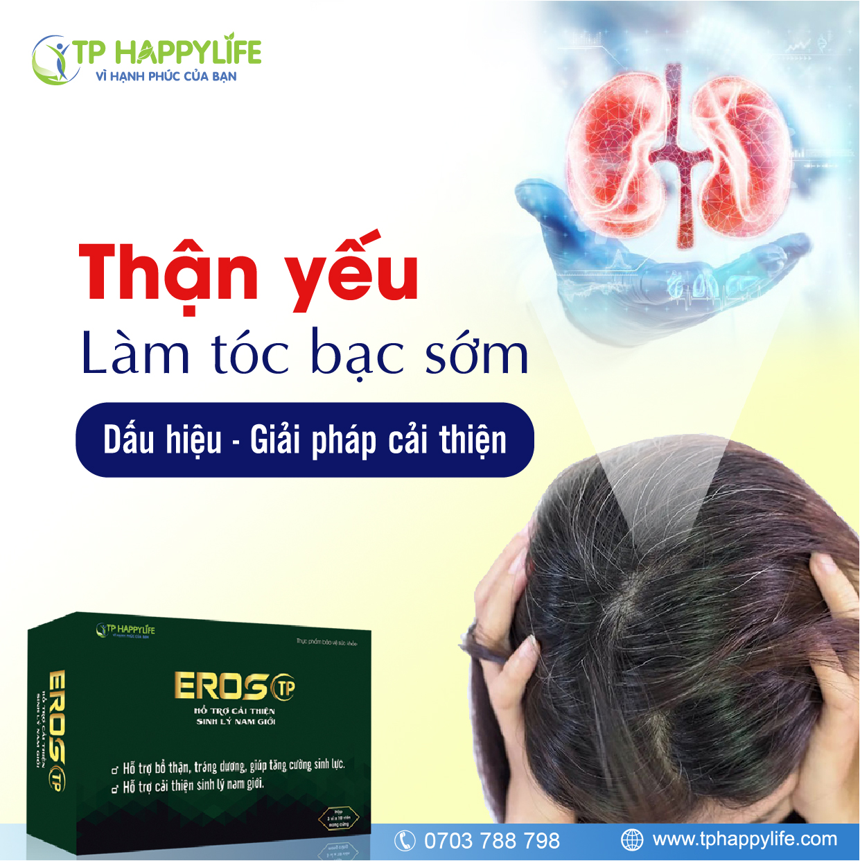 Dấu hiệu cảnh báo bạn bị thận yếu làm tóc bạc sớm.